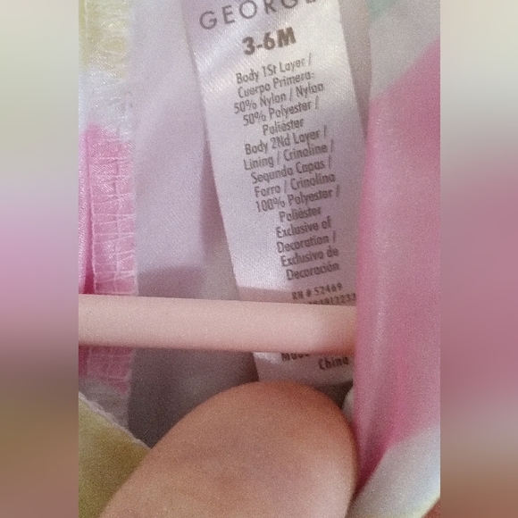 OWO George Satin Shimmer Easter Stripe Dress For Girls, Size 3-6 months - Picture 3 of 3